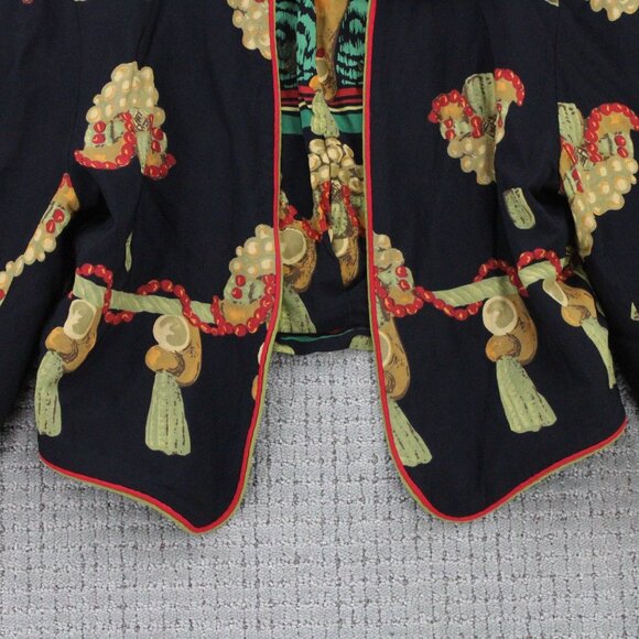 Vintage Componix Jacket Women Size 8 Black All Over Print Cropped Open Front 90s - Picture 4 of 9